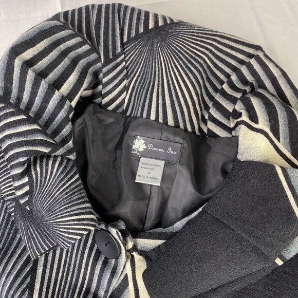 Damee Inc Art geometric striped Lined Mesh Wire Collar Swing Jacket size Medium - Picture 3 of 11